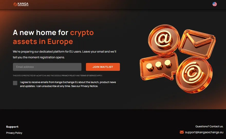 Homepage of AlphaRoute (kangaexchange.eu): the EU platform of SIA AlphaRoute, MiCA-licensed by the Latvijas Banka in Latvia since 18 June 2026