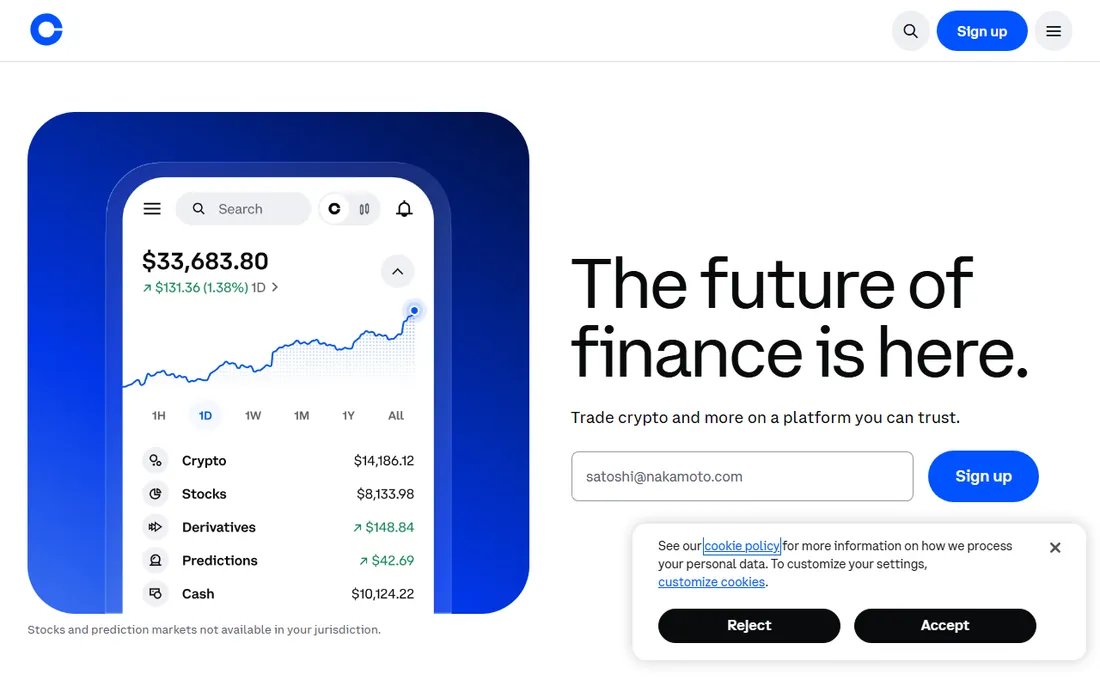 Strona główna Coinbase (coinbase.com): unijna platforma spółki Coinbase Luxembourg S.A., posiadającej licencję MiCA wydaną przez CSSF (Luksemburg) dnia 20 czerwca 2025