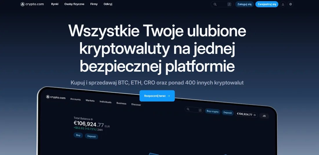 Strona główna Crypto.com (crypto.com): unijna platforma spółki Foris DAX MT Limited, posiadającej licencję MiCA wydaną przez MFSA (Malta) dnia 27 stycznia 2025