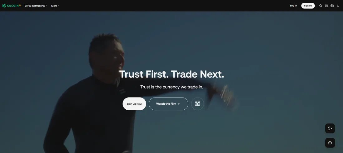 Página de inicio de KuCoin (kucoin.eu): plataforma de la UE de KuCoin EU Exchange GmbH, con licencia MiCA de FMA (Austria) desde el 27 de noviembre de 2025