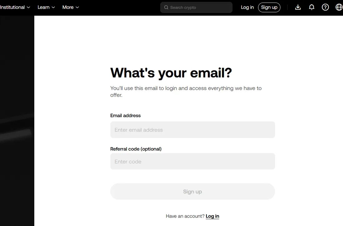 OKX sign-up page with the empty “Referral code (optional)” field directly below the email address field, where BONUSCODE20 is entered to apply a 20% trading-fee rebate